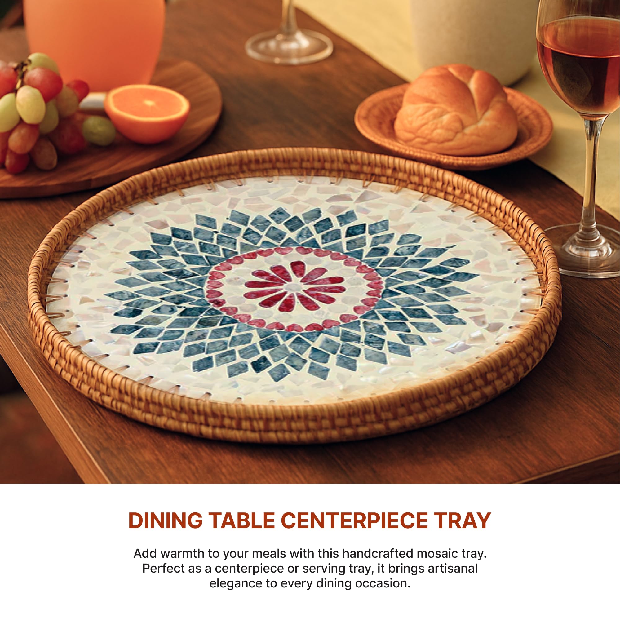 Habere India-All The Cultures Fabricating India Decorative Tray | Multipurpose Trays | Wooden Tray | Wooden Tray For Decoration